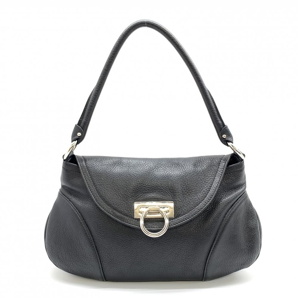 Salvatore Ferragamo Gancini One Shoulder Bag Leather Black